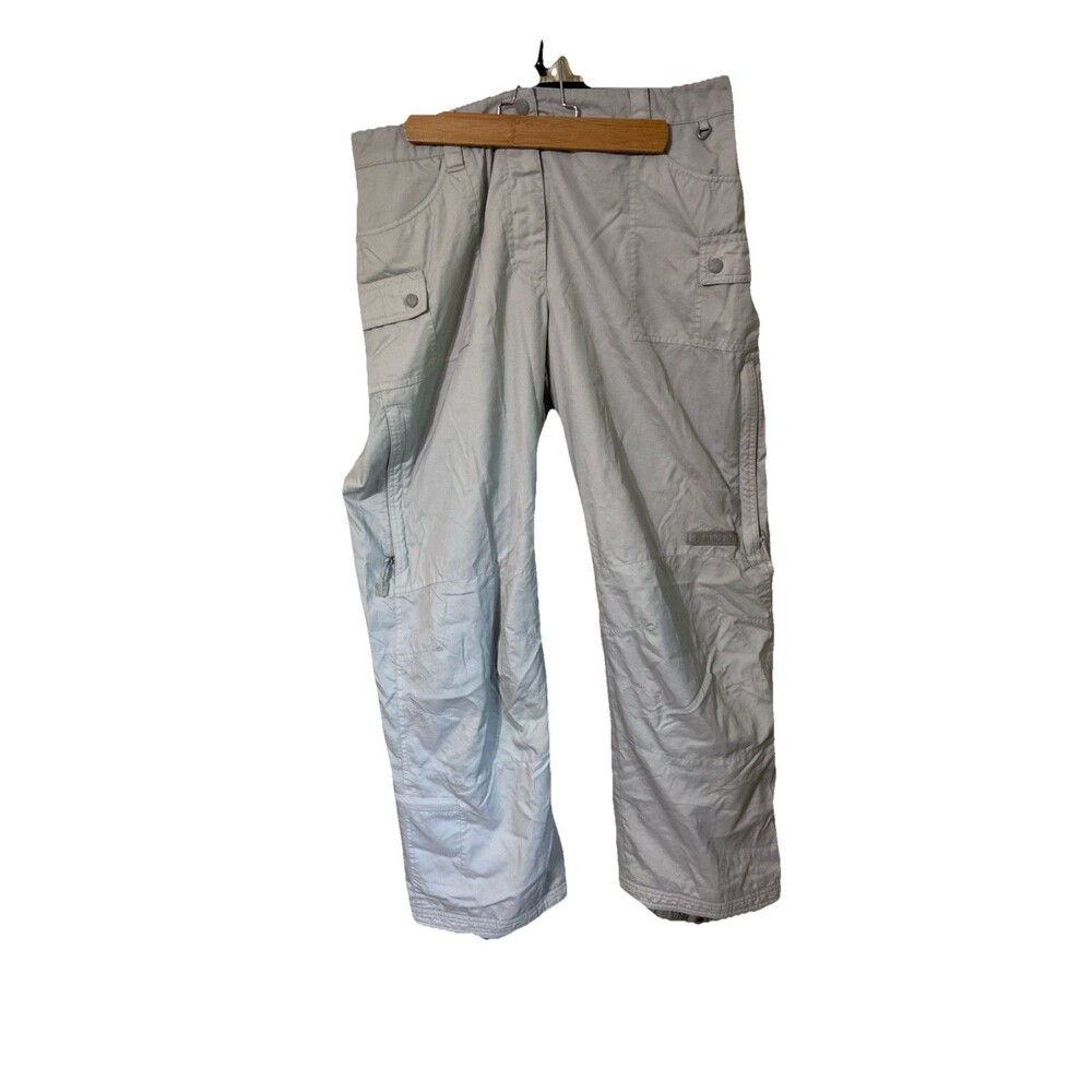 Black Dot Womens Waterproof Outerwear Pants Large Nylon Light Gray 055803